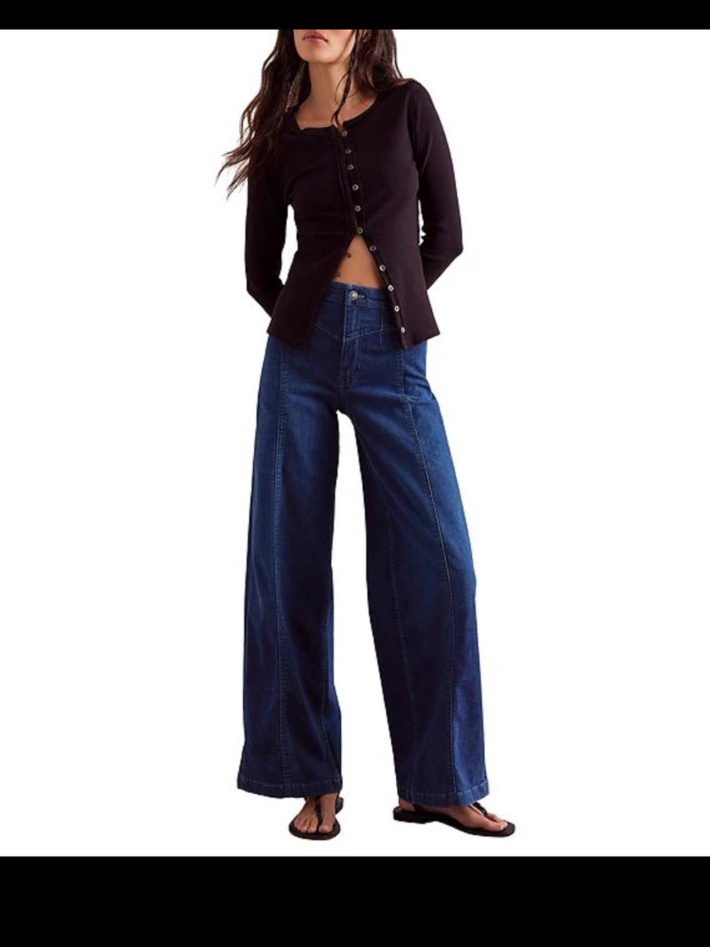 NWT Free People Libre High Rise Wide Leg Stretch Denim Jeans Dark Wash Pants 25 - Picture 2 of 7